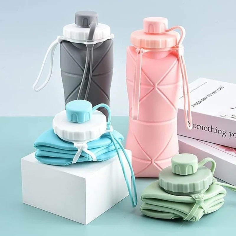 600ML Silicone Folding Water Bottle | Collapsible Travel & Gym Bottle