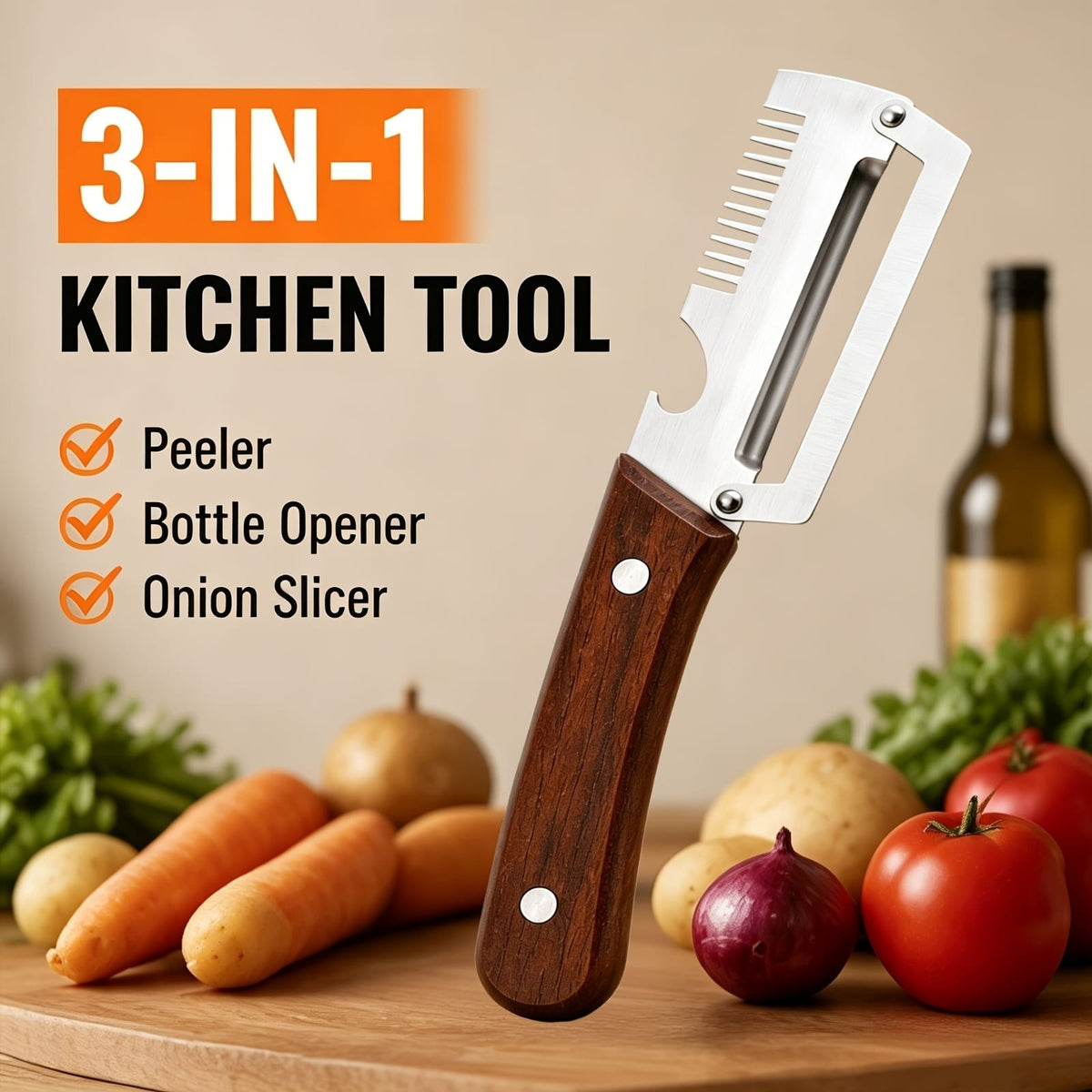 3in1 Peeler Knife Stainless Steel | Multifunctional Fruit