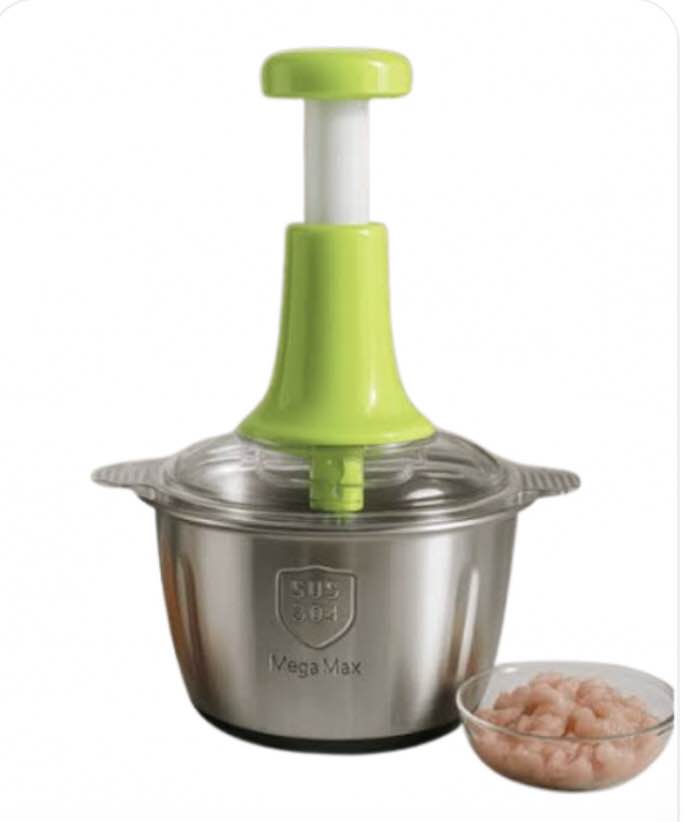 2L Manual Food Chopper | Stainless Steel Push Chopper