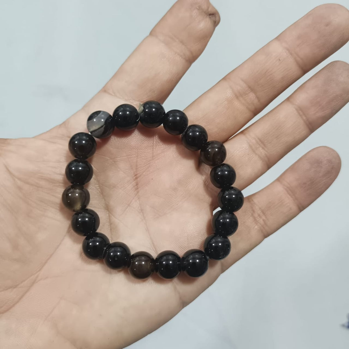 Natural Black Aqeeq Stone Bracelet - Genuine Onyx