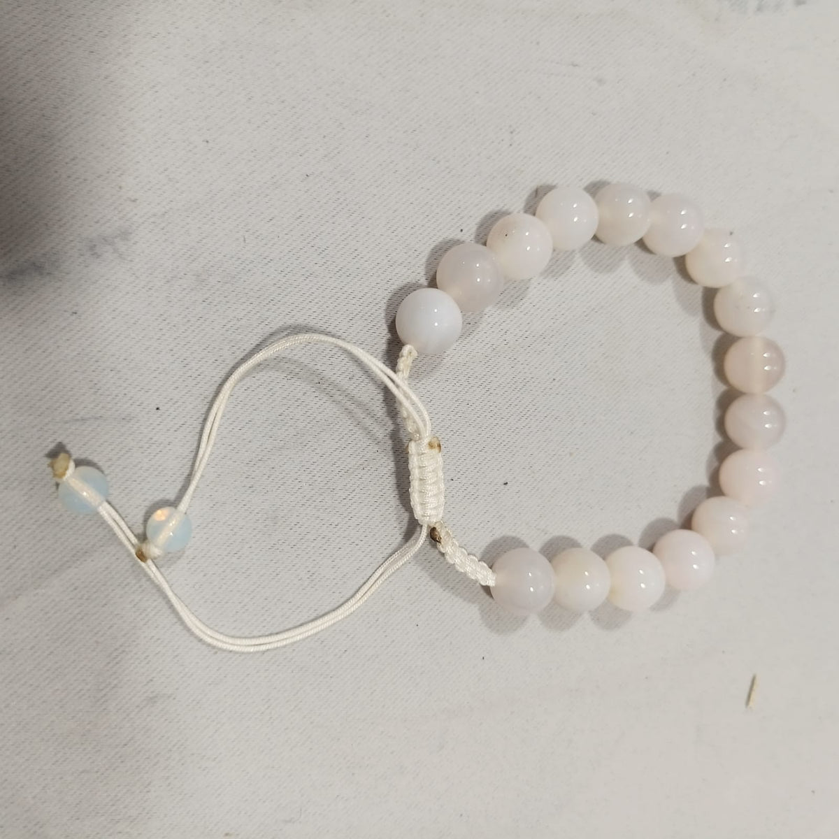 Natural Milky White Aqeeq Stone Bracelet - Genuine